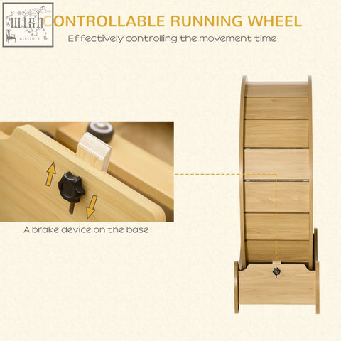 Pawhut 30 inch wooden running wheel with brake device in natural wood finish for cats to exercise safely