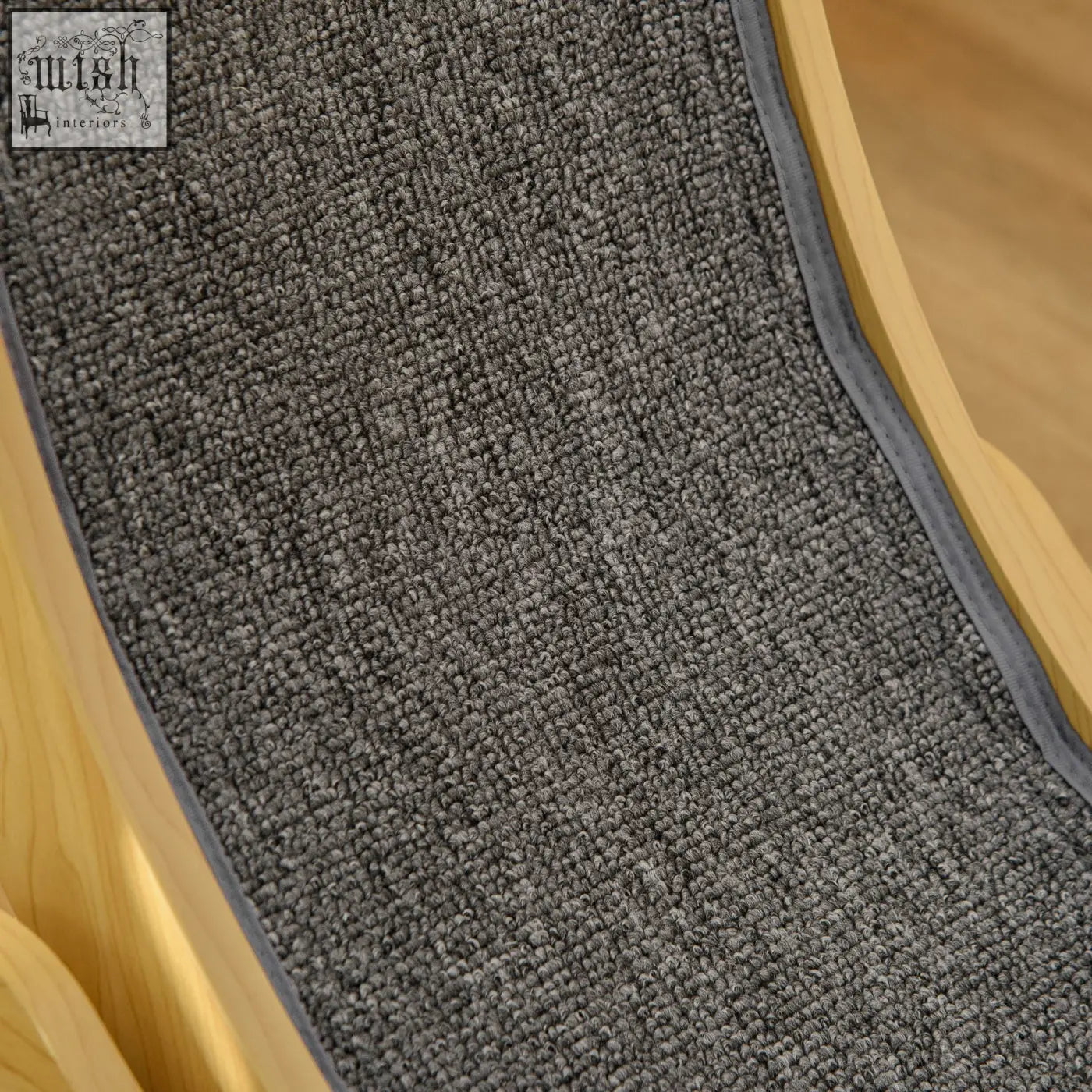 Pawhut 30’’ wooden cat running wheel with brake in natural wood finish and dark gray textured carpet runner