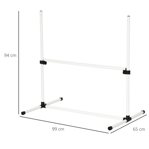 PawHut 4 Pieces Dog Agility Training Equipment, Adjustable Height Jumps Hurdle with Carrying Bag for Outdoor, White