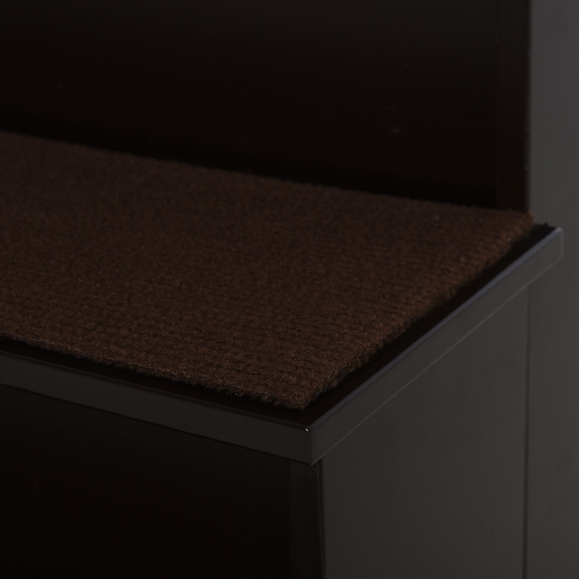 Dark brown pawhut 4 step wooden dog stairs with short plush non slip carpet for pets with mobility issues