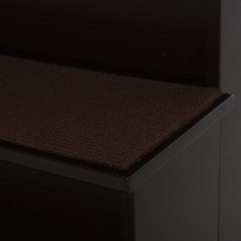 Dark brown pawhut 4 step wooden dog stairs with short plush non slip carpet for pets with mobility issues