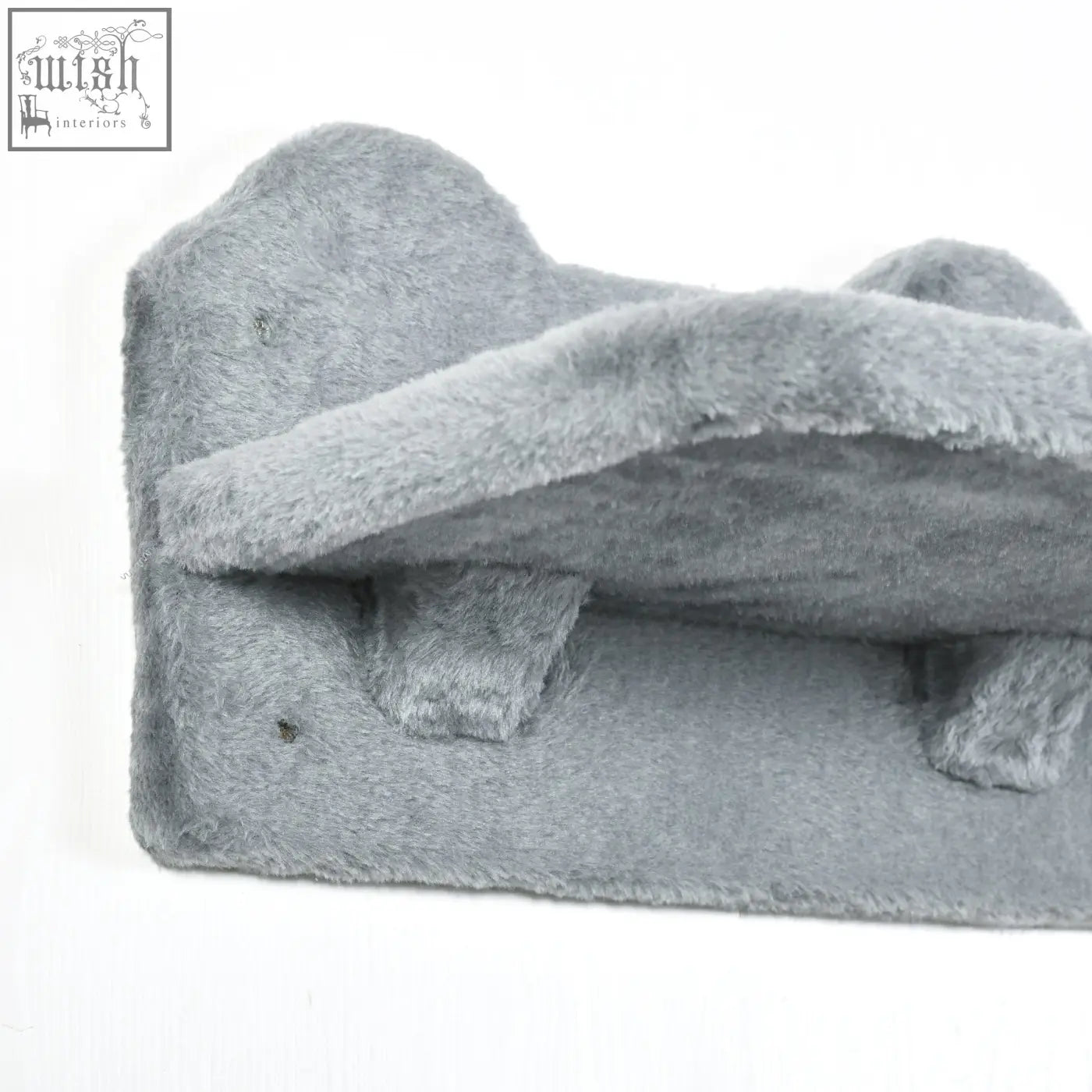 Gray plush cat nest with soft fuzzy texture and cozy cushioned design for pawhut scratching post and jumping platforms