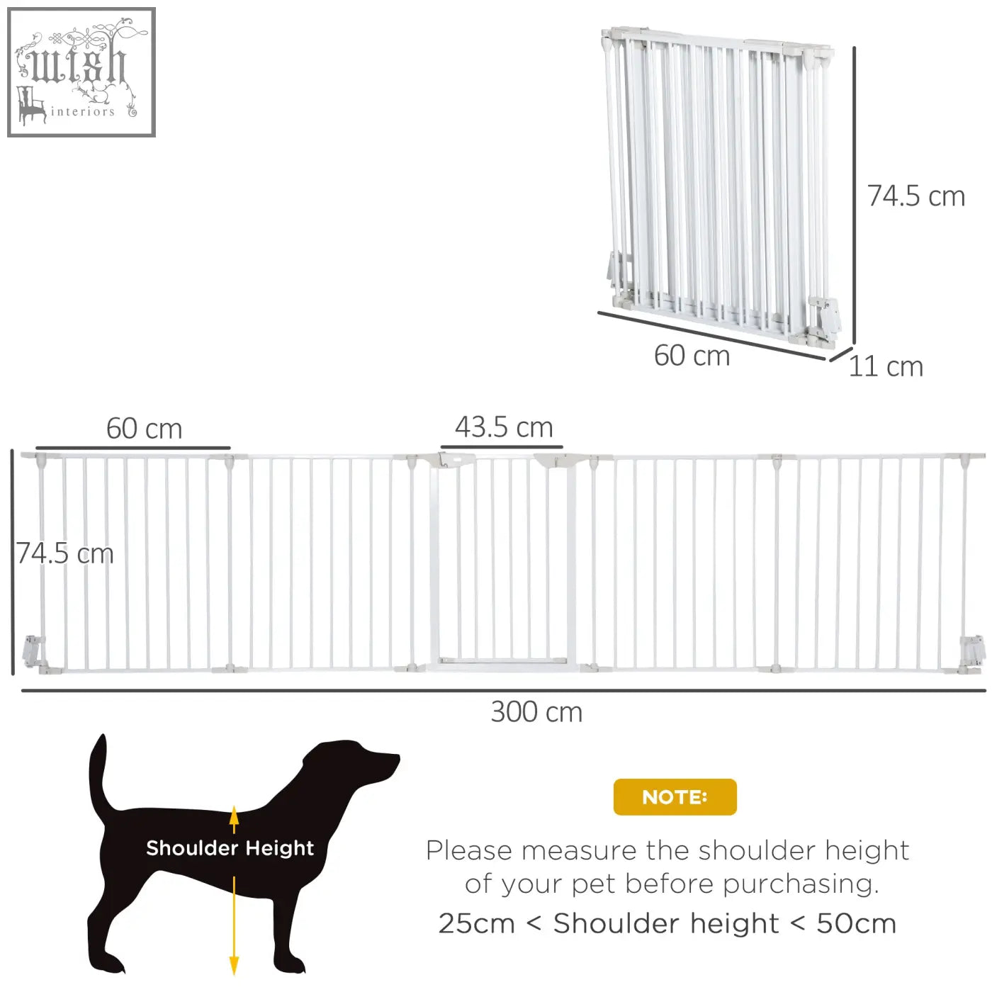 White metal pet gate with vertical bars and folding design for pawhut c2 b0 pet playpen with walk-through door