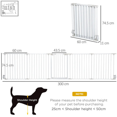 White metal pet gate with vertical bars and folding design for pawhut c2 b0 pet playpen with walk-through door