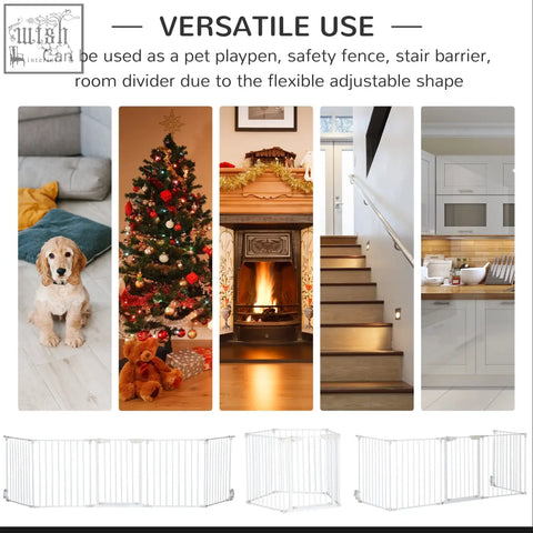 White metal pawhut pet playpen with 5 adjustable panels and walk through door flexible pet gate c2 b0 design