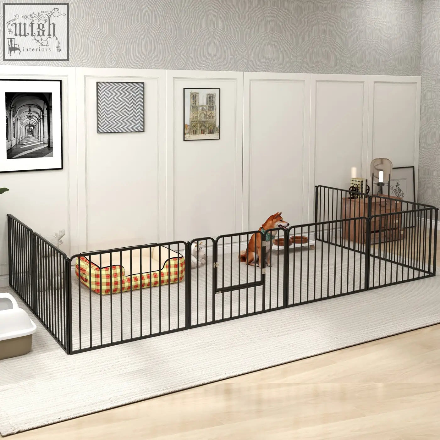Black metal heavy duty pet playpen with vertical bars and gate for small dogs indoor outdoor use pawhut 60cm 8 panels