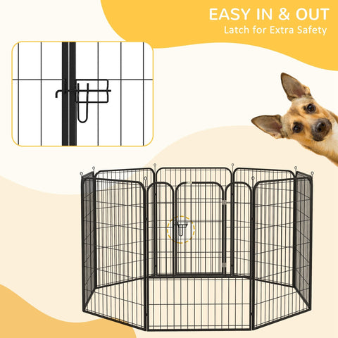 Pawhut black metal pet playpen with secure latch for easy access ideal for medium dogs indoor and outdoor use