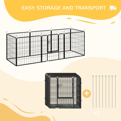Pawhut black metal puppy playpen with 8 foldable panels and gate for easy storage and indoor outdoor use