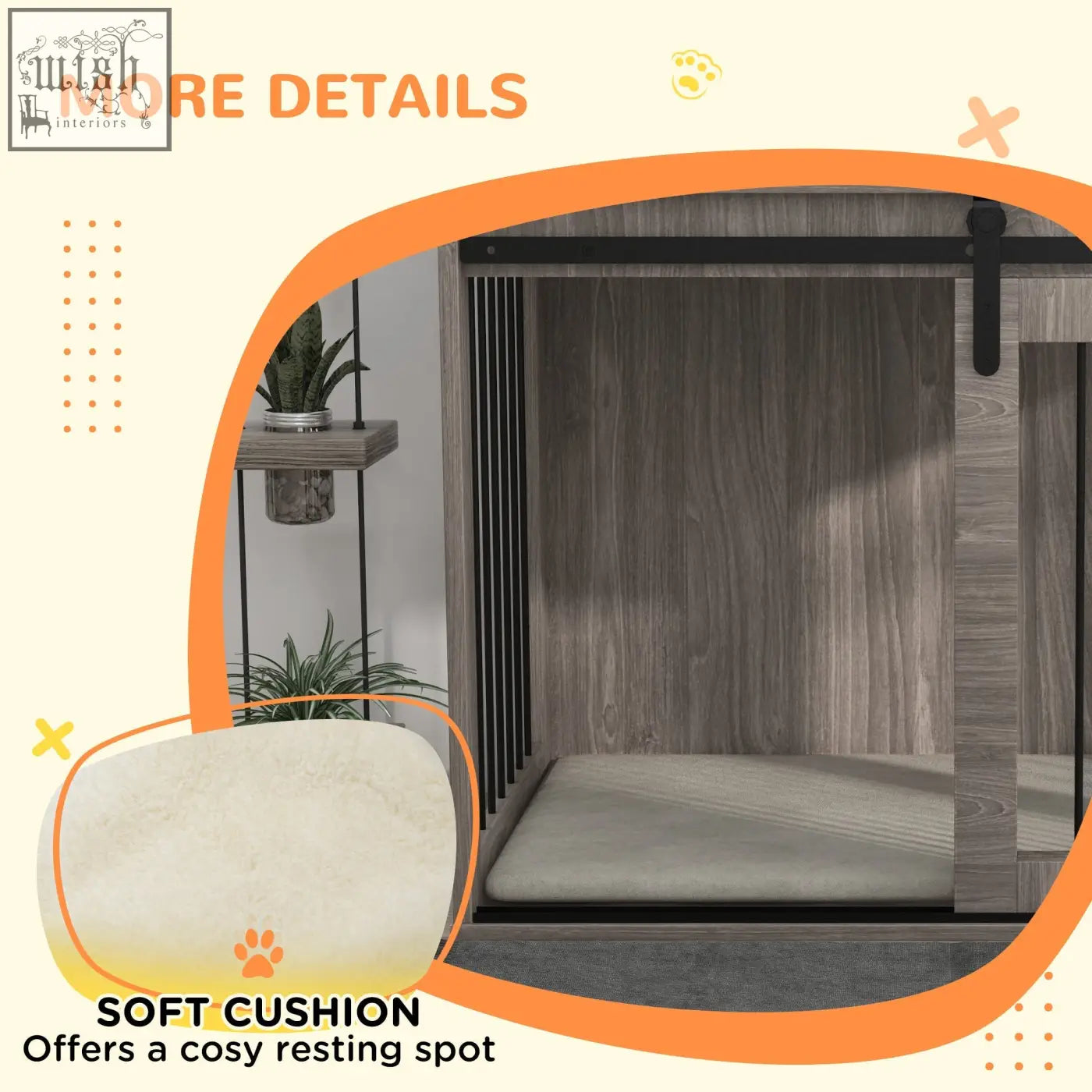 Soft off-white removable cushion for pawhut brown dog crate furniture providing cozy comfort for large dogs