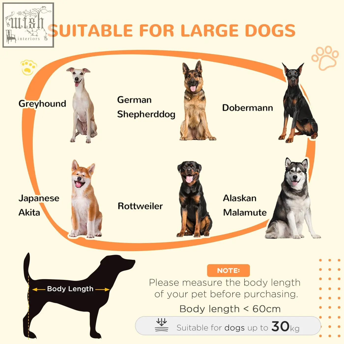 Pawhut brown dog crate furniture with removable cushion for large dogs featuring adjustable collar sizing details