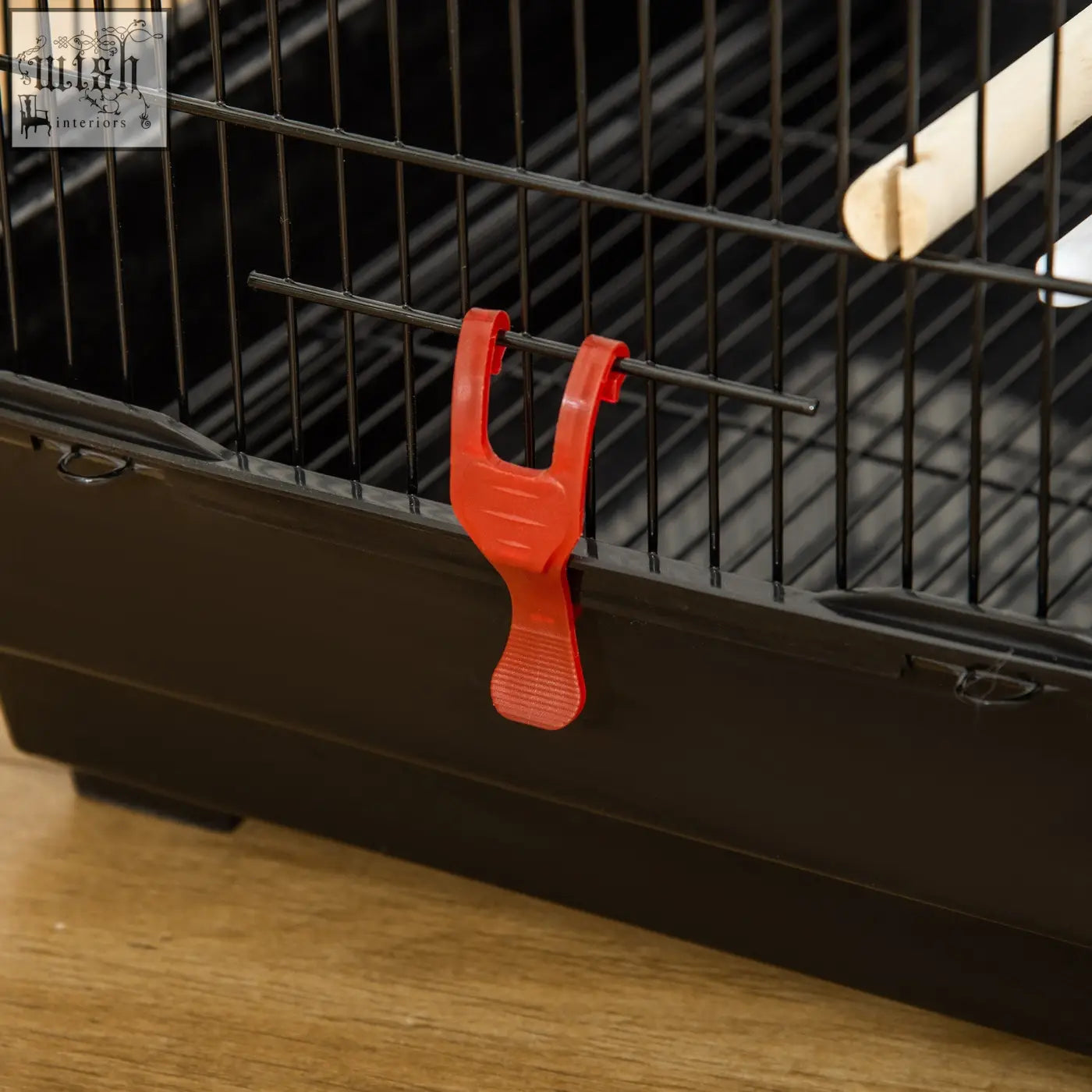 Red plastic bird cage clip for pawhut bird cage with hanging toys and water bowls for budgies and finches