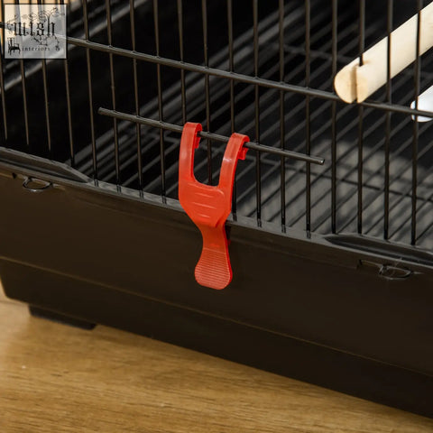 Red plastic bird cage clip for pawhut bird cage with hanging toys and water bowls for budgies and finches