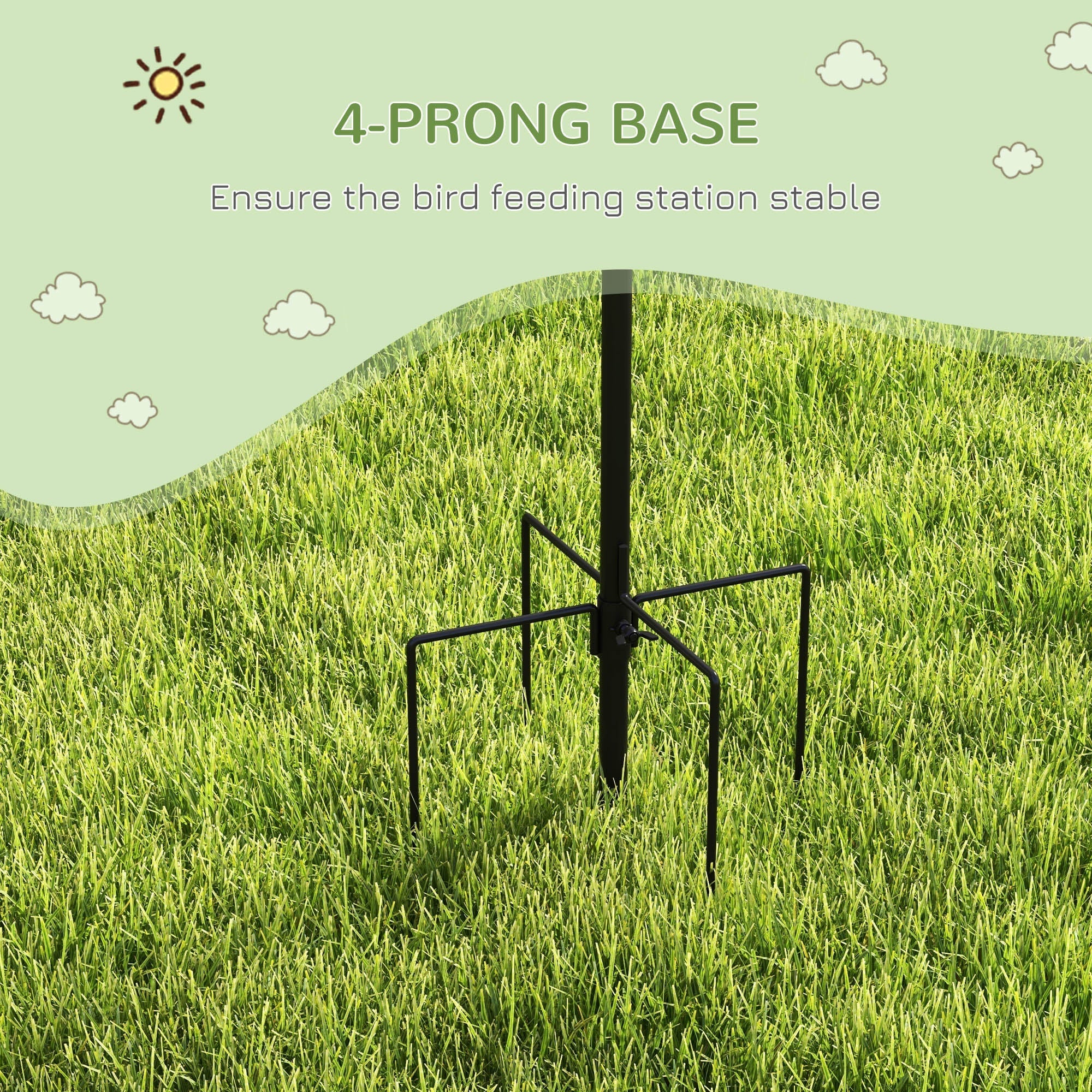 Black metal 4-prong base for pawhut bird feeding station kit designed for stable outdoor bird feeding use