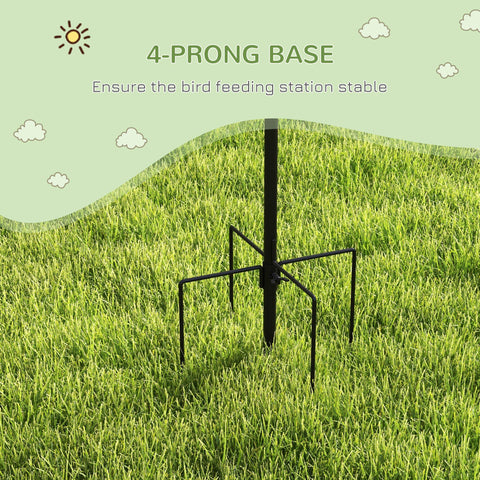 Black metal 4-prong base for pawhut bird feeding station kit designed for stable outdoor bird feeding use