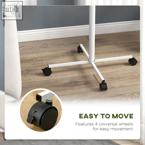 White metal pawhut bird stand on four black caster wheels with stainless steel round pallet for easy mobility