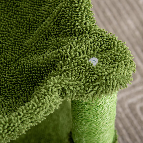 Green plush pawhut cactus cat tree 40l x 40wcm with sisal scratching post and fuzzy toy ball for indoor cats