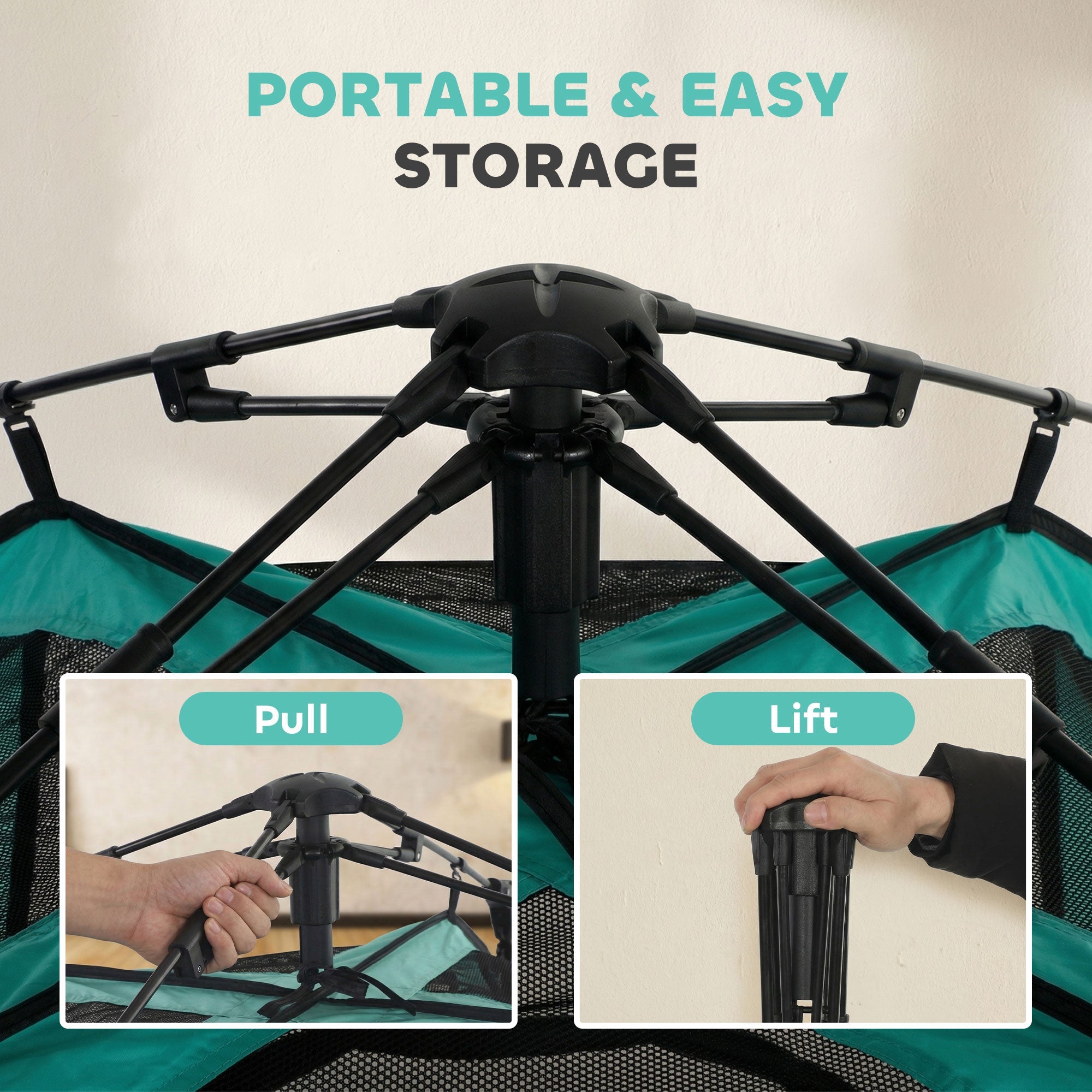 Teal and black pawhut cat tent with collapsible frame and breathable mesh perfect for indoor outdoor outdoor cat use 96w x 96d