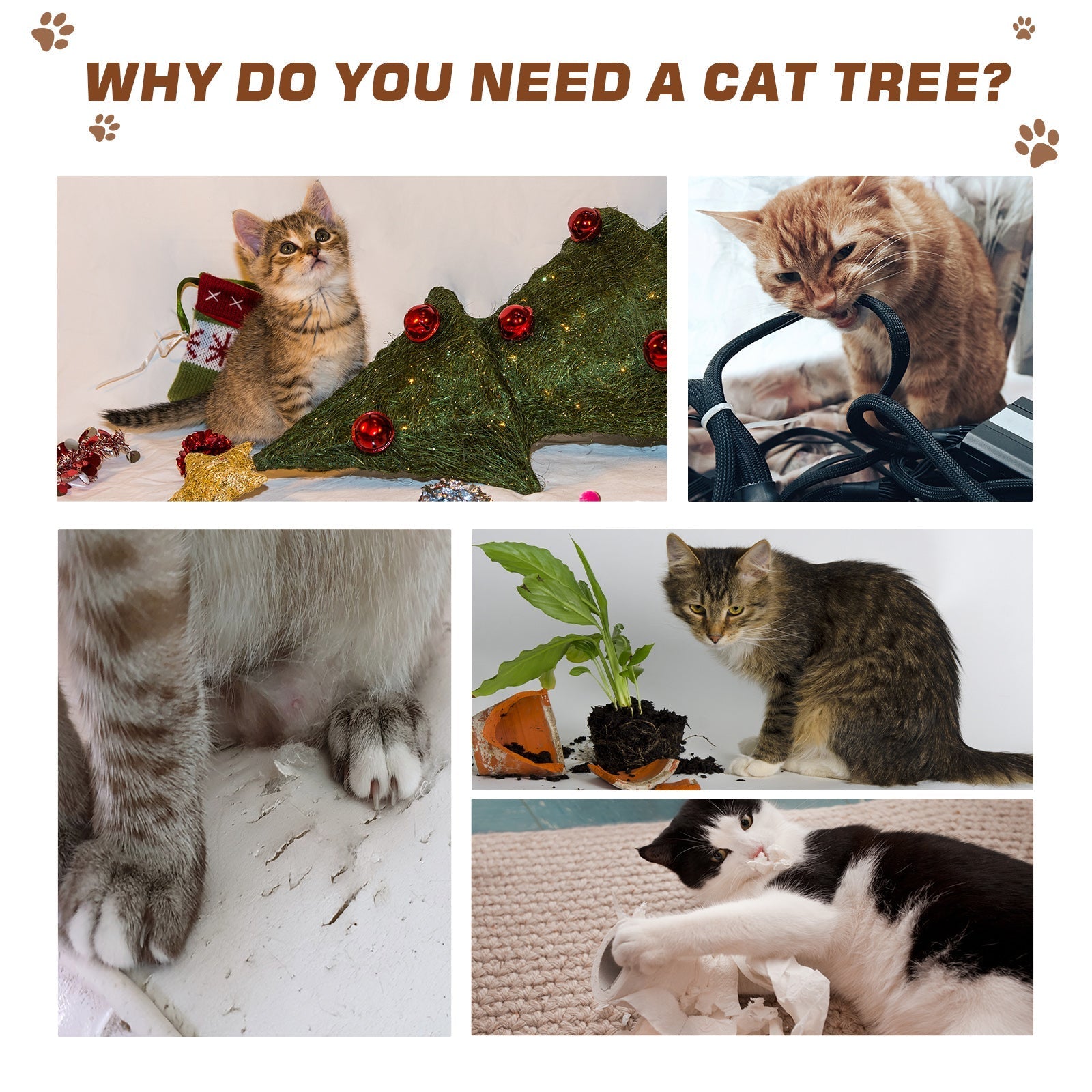 Green artificial christmas tree with red ornaments next to pawhut cat tree scratching post 60l x 40wcm