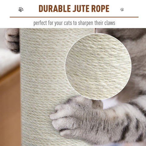 Beige durable jute scratching post on pawhut cat tree for indoor large cats 60l x 40wcm kitten playhouse