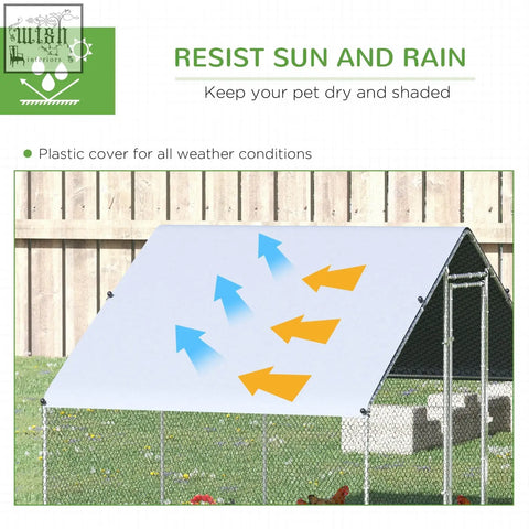 Light blue plastic sun and rain-resistant canopy cover for pawhut solid galvanized chicken coop with wire mesh walls