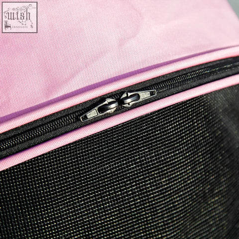 Pink and black mesh fabric storage bag with zipper for pawhut detachable pet stroller with rain cover for small dogs