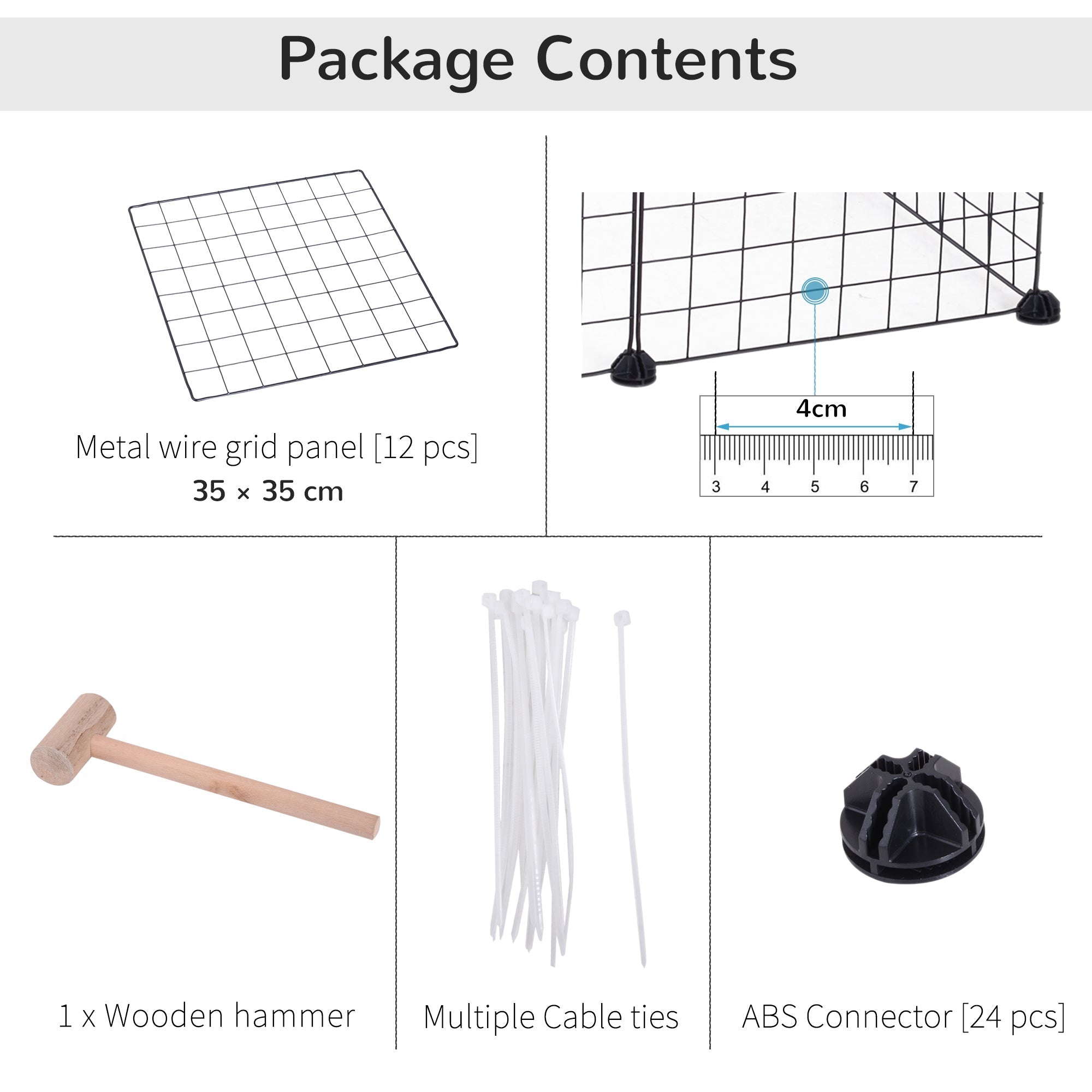 PawHut DIY Pet Playpen Metal Wire Fence 12 Panel Enclosure Indoor Outdoor Guinea Pig Bunny Small Animals Cage Black