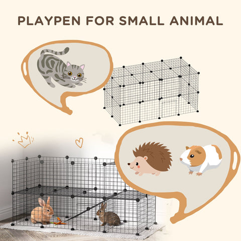 PawHut DIY Pet Playpen Metal Wire Fence Indoor Outdoor Rabbit Small Animals Cage 36 Panel Enclosure Black