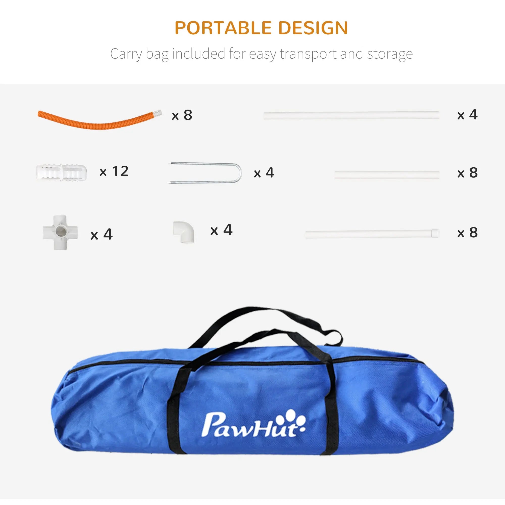 Blue pawhut portable oxford carry bag with black straps and white logo for dog agility training equipment set
