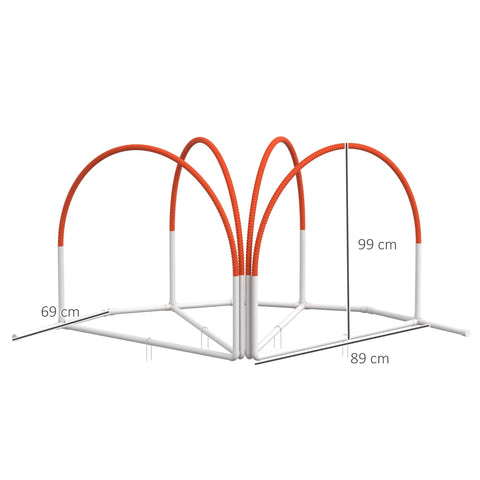 Pawhut dog agility hurdle set in orange and white with flexible ribbed arches and oxford carry bag for easy transport