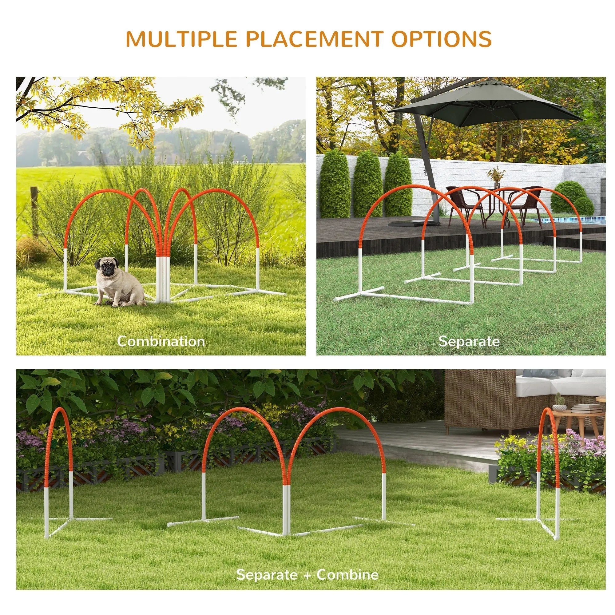 Pawhut dog agility hurdles orange and white with oxford carry bag for easy outdoor training and storage