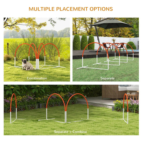 Pawhut dog agility hurdles orange and white with oxford carry bag for easy outdoor training and storage