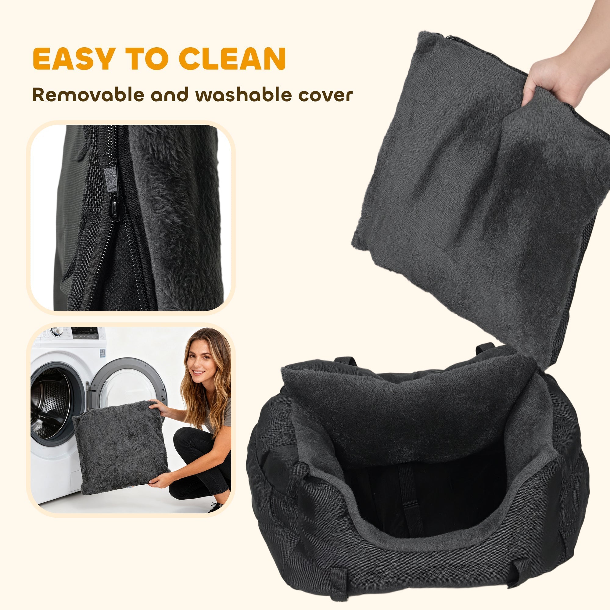 Black pawhut dog car seat for small dogs with removable washable fleece cover and durable outer fabric