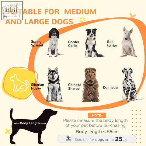 Oak tone pawhut dog crate furniture with double door soft cushion and durable medium large dog collar up to 25kg