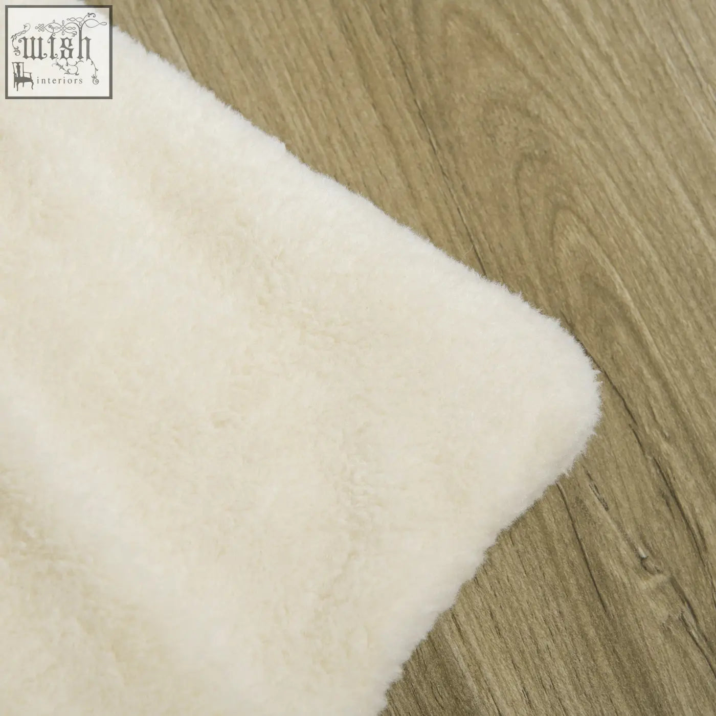 Cream-colored faux fur rug with soft plush texture on pawhut dog crate furniture oak tone double door dog cage end table