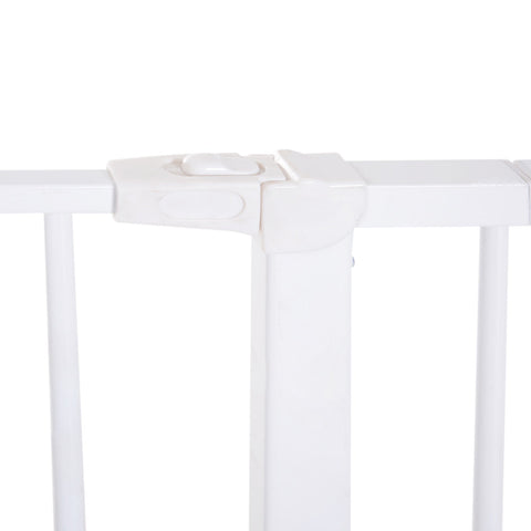 White plastic pawhut pet safety gate with powder coated coated steel latch adjustable for stairs safety barrier