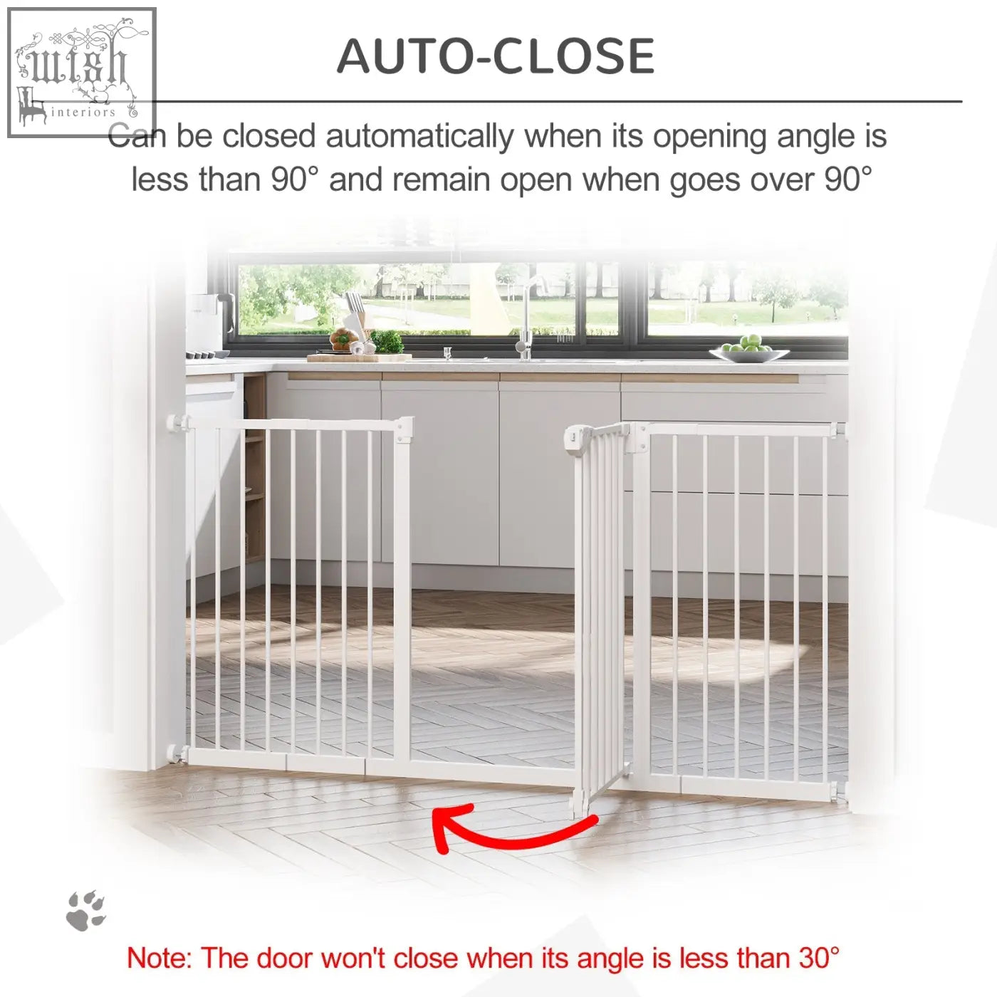 White pawhut auto-close pet gate with vertical bars and sleek design fits doorways 74-148cm wide door automatically closes