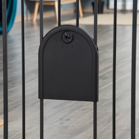 Black pawhut dog gate lock with double locking and lead-free treated sprayed steel surface for pet safety barrier