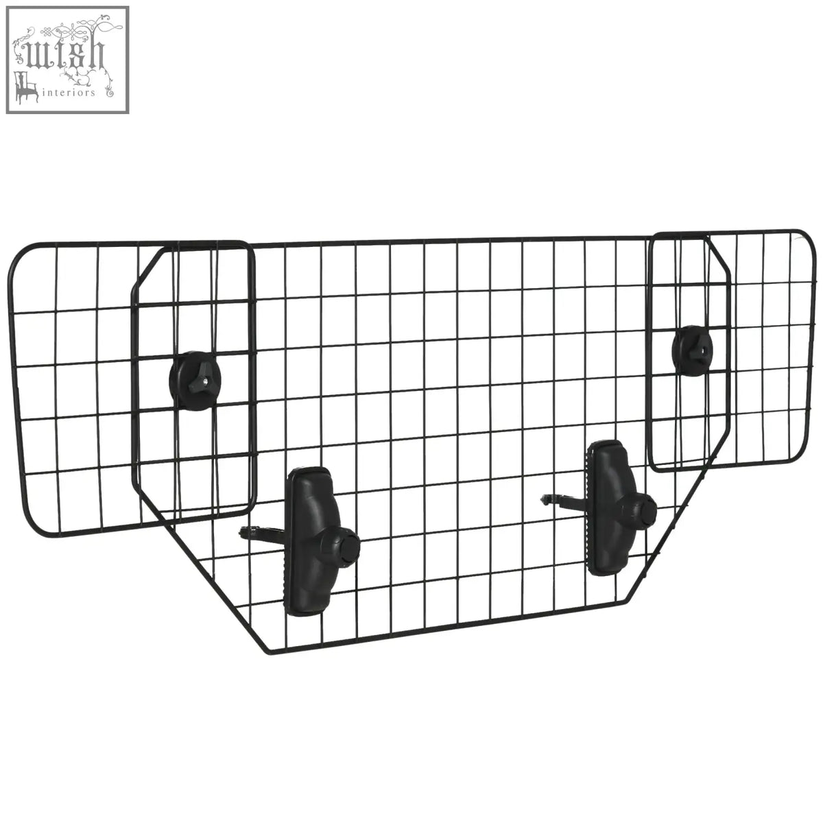 Black metal mesh pawhut dog guard with adjustable panels and secure locks for car boot pet safety barrier