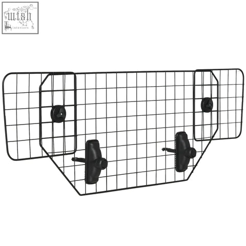 Black metal mesh pawhut dog guard with adjustable panels and secure locks for car boot pet safety barrier