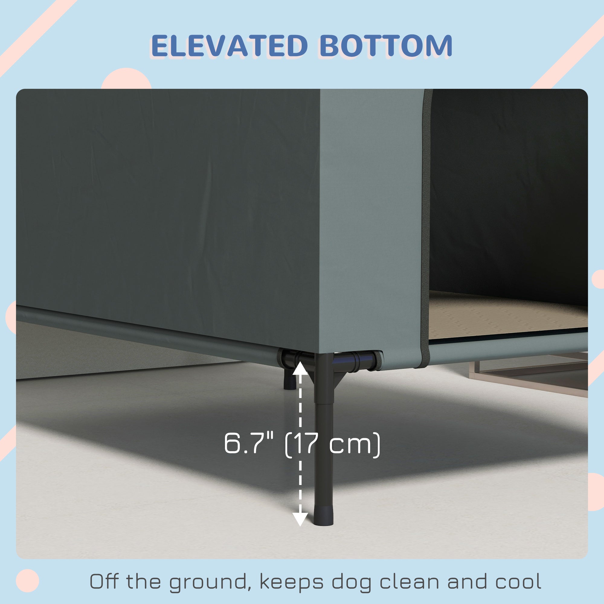 Pawhut dog gray elevated dog bed 81l x 54w with 6.7 inch height keeps small dogs cool off ground