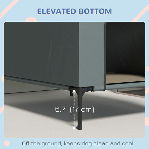 Pawhut dog gray elevated dog bed 81l x 54w with 6.7 inch height keeps small dogs cool off ground