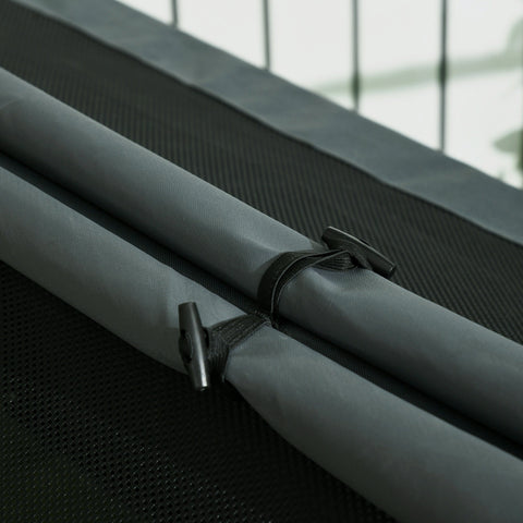 Black fabric covered retractable curtain rods with black plastic end caps for pawhut dog house 81l x 54w accessory