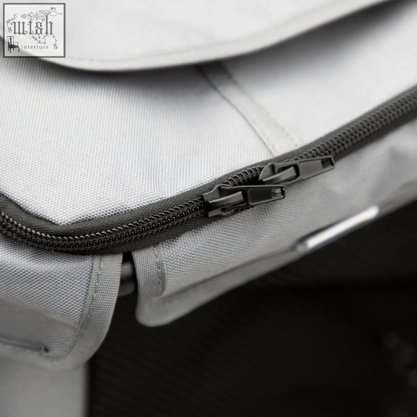 Gray fabric pawhut dog stroller backpack with black zipper metal pull tab and soft cushion for small dogs