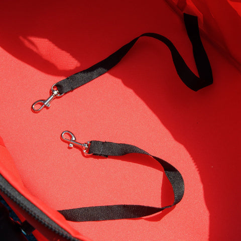 Black fabric leash with silver metal clasps for pawhut dog stroller 52l x 32w foldable pet pushchair red