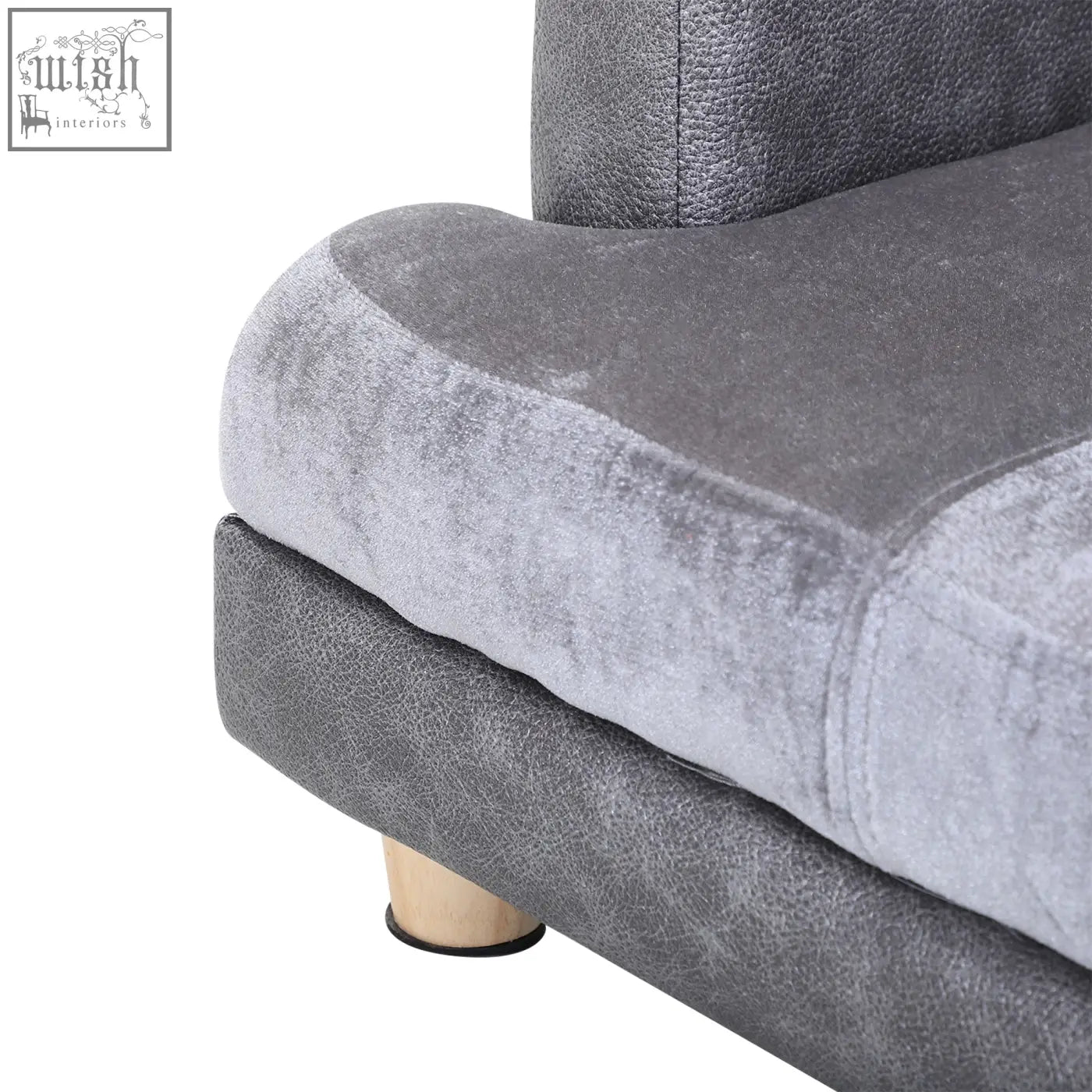Gray velvet and faux leather dog sofa bed with wooden legs and soft cushion for small dogs by pawhut