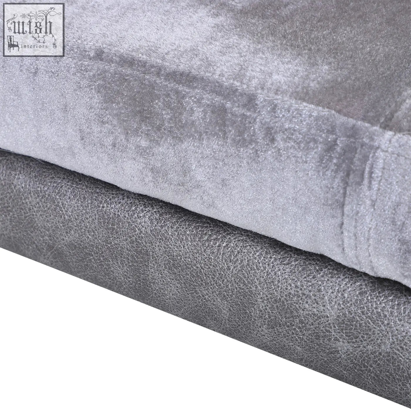 Stacked gray velvet and faux leather fabric samples for pawhut dog sofa bed with pu cover and soft cushion