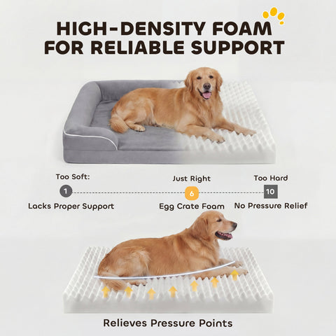 Gray pawhut dog sofa bed with supportive egg crate gel memory foam and non slip bottom for pressure relief