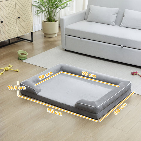 Gray pawhut dog sofa bed with raised sides cushioned interior soft fabric washable cover and non slip bottom