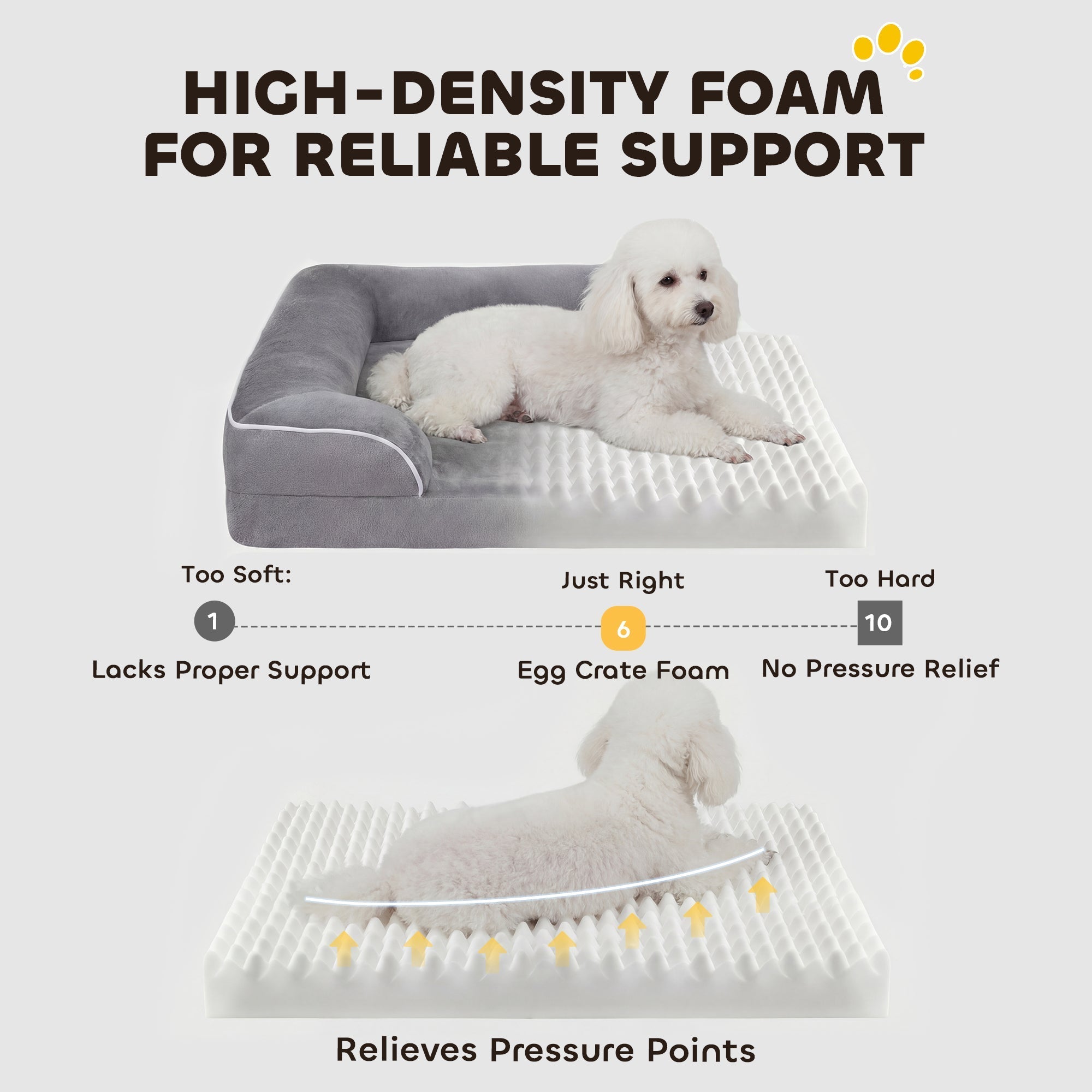 Gray pawhut dog sofa bed with high-density foam base washable cover and non-slip bottom for small dogs and cats