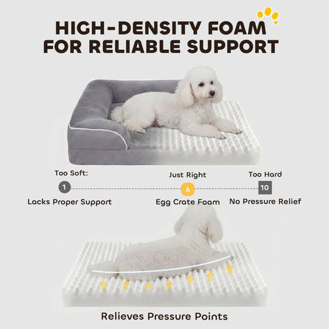 Gray pawhut dog sofa bed with high-density foam base washable cover and non-slip bottom for small dogs and cats